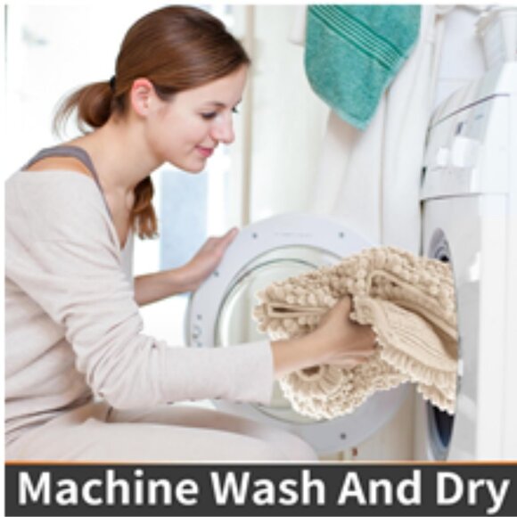 NIP~ Yimobra Bathroom Rug Non Slip, Washable 27"x18" -Ultra Soft, Beige & Coffee - Picture 6 of 13